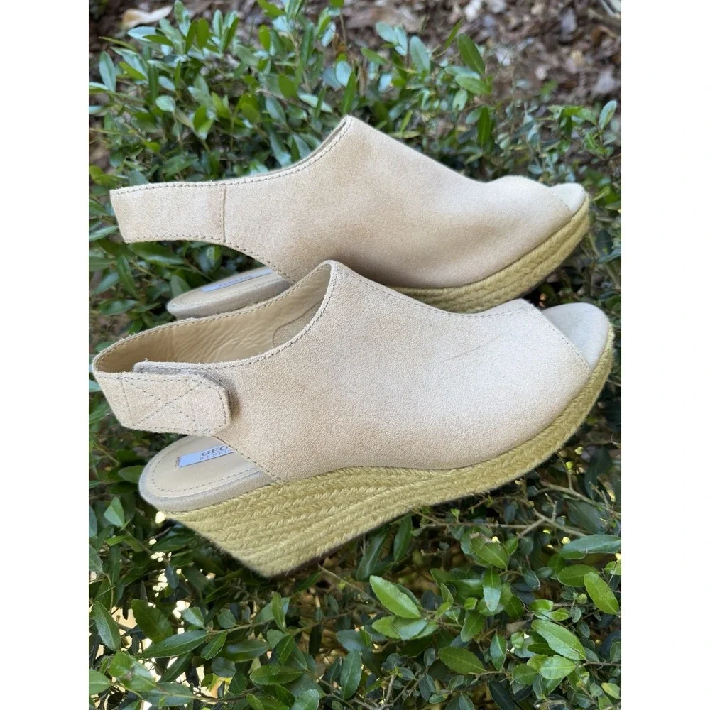 Geox Respira BlushPink Wedge Espadrille Sandals Peep Toe‎ EU 39.5 US 8.5/9